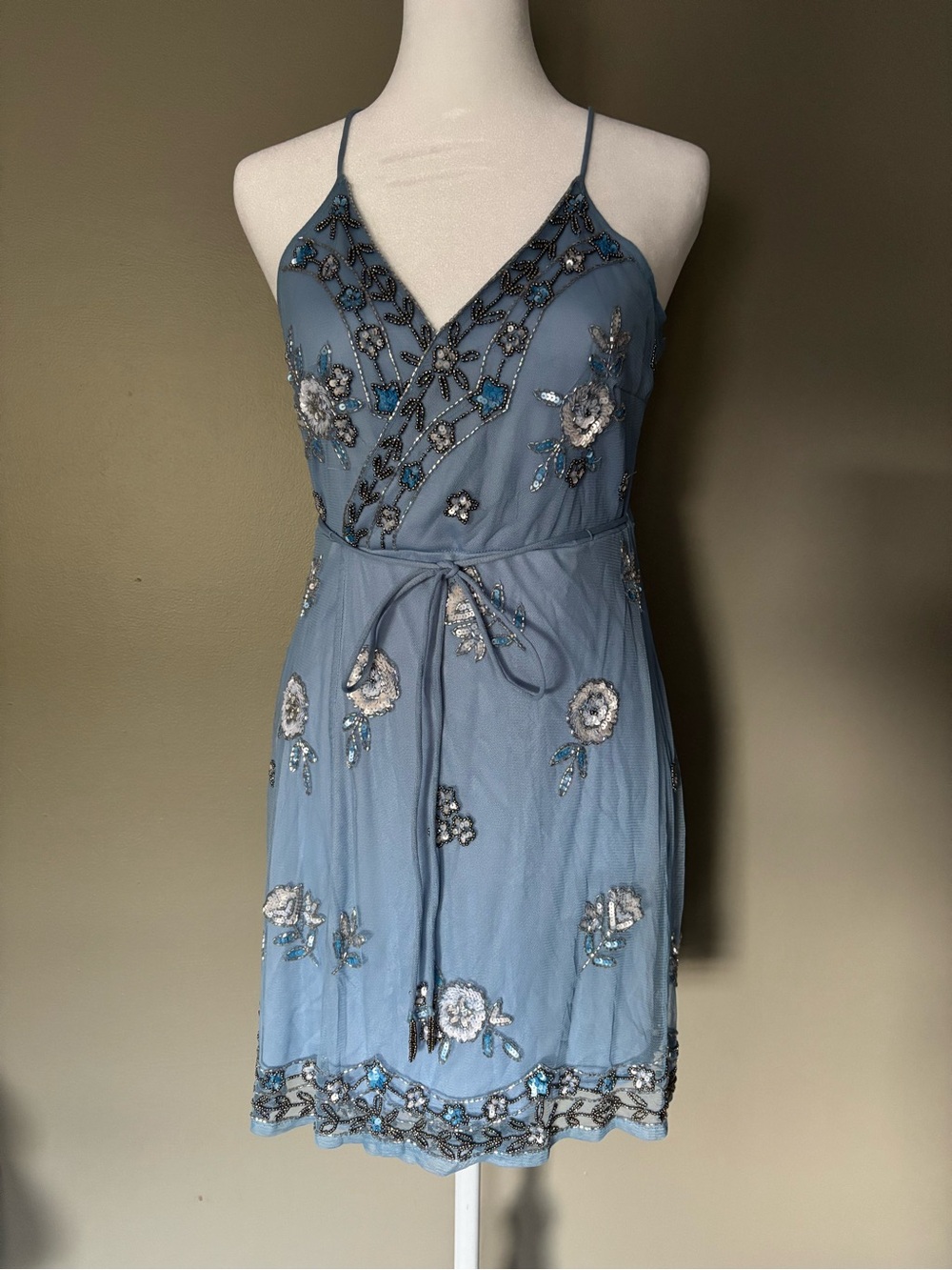 Altar'd State Light Blue Embellished Dress